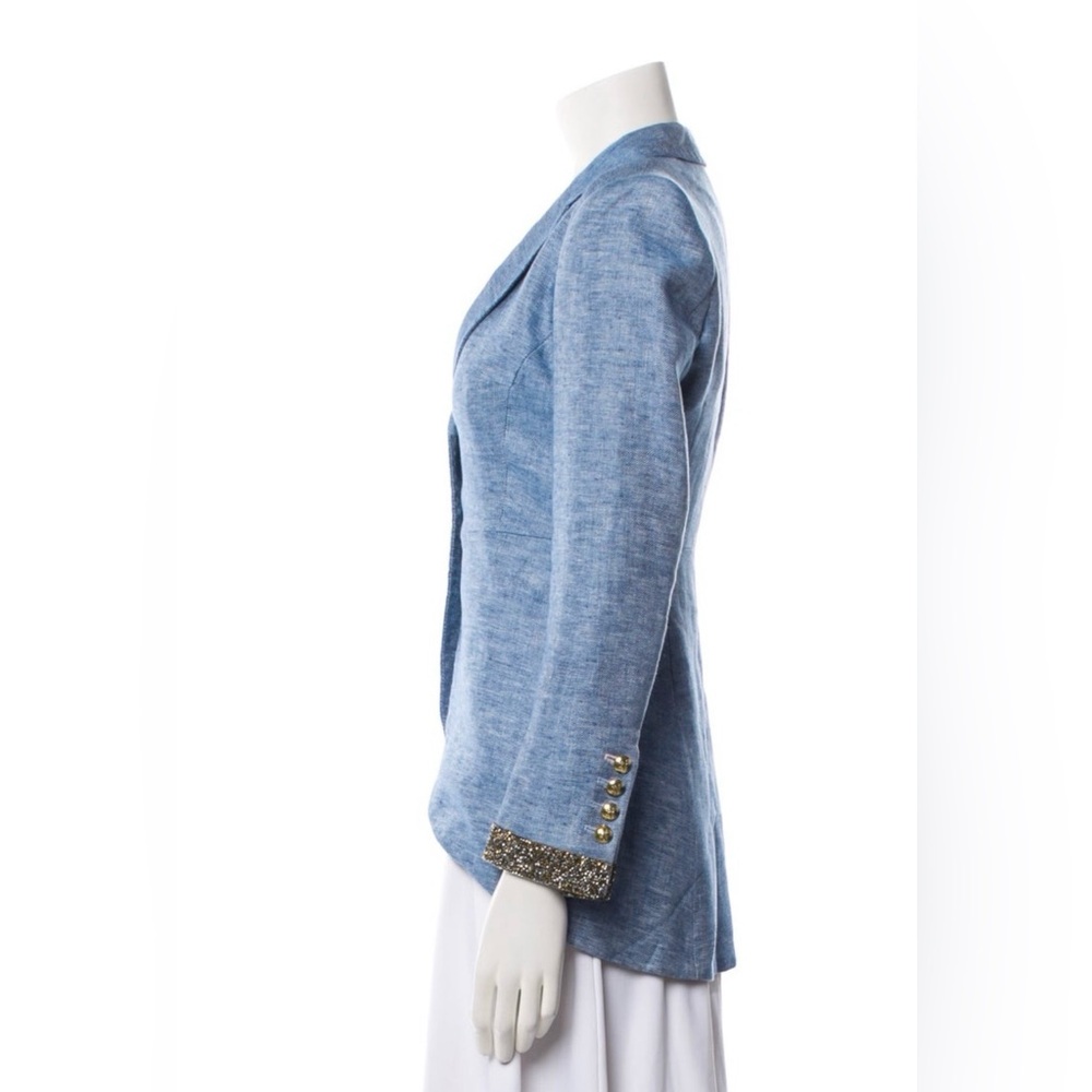 The Extreme Collection - Blue Linen Blazer with Embellished Cuffs - Women’s XS - Picture 2 of 5